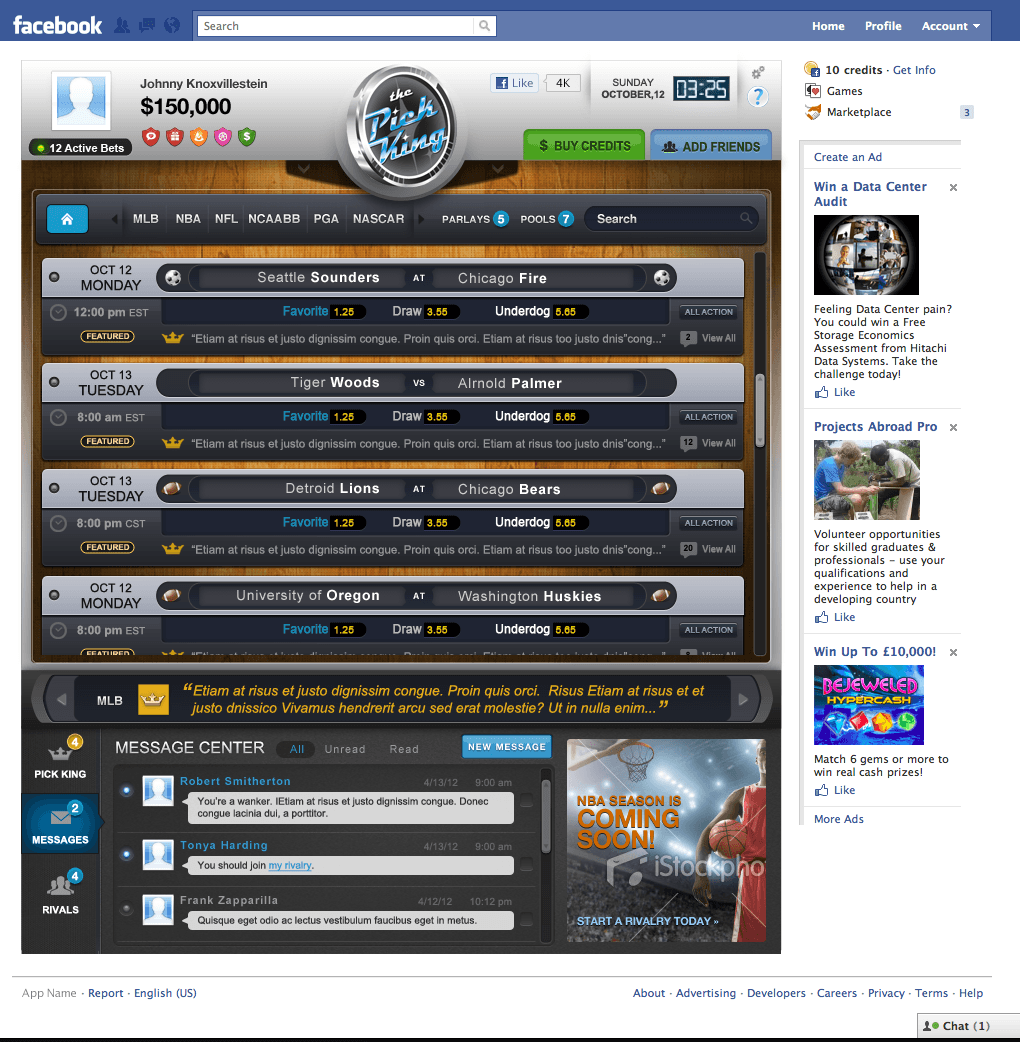 Facebook Pick King comp